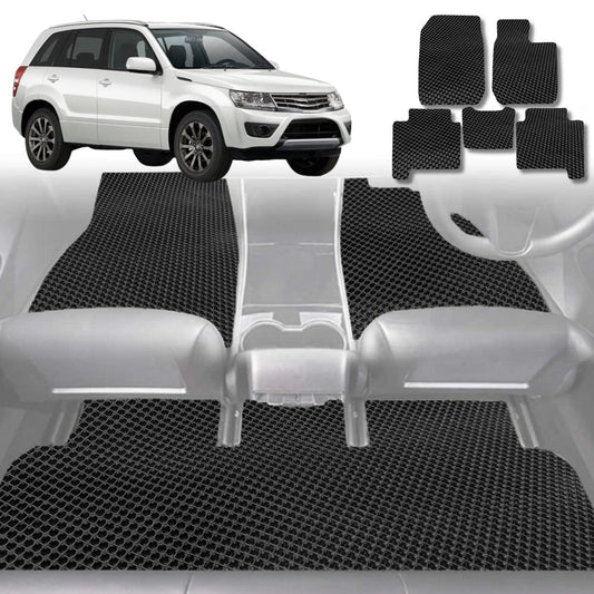 6D Diamond Car Floor Mats for Suzuki Vitara 2015-Current-Full Set-Black-Outback GT