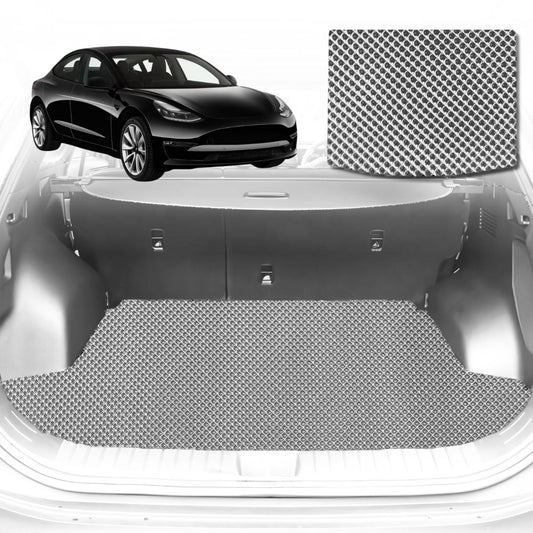 6D Diamond Car Boot Mat for Tesla Model 3 2017-2023-Cargo Mat-Grey-Outback GT
