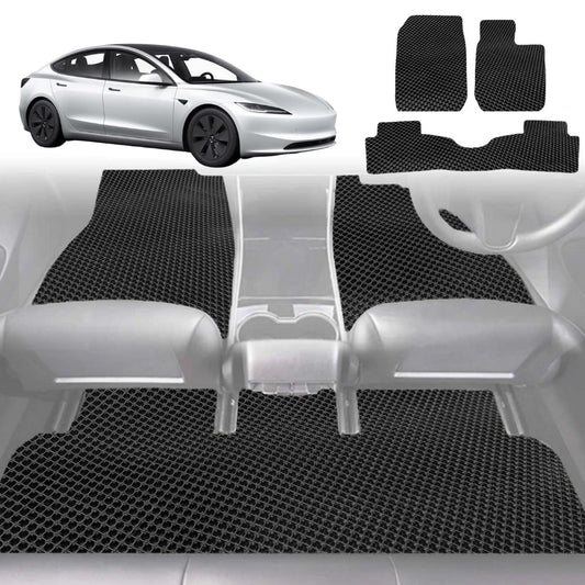 6D Diamond Car Floor Mats for Tesla Model 3 2024-Current-Full Set-Black-Outback GT