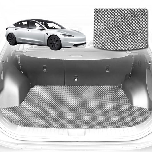 6D Diamond Car Boot Mat for All-new Tesla Model 3 (Highlander)2024-Current-Cargo Mat-Grey-Outback GT