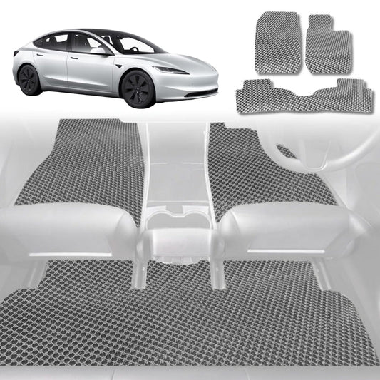 6D Diamond Car Floor Mats for Tesla Model 3 2024-Current-Full Set-Grey-Outback GT