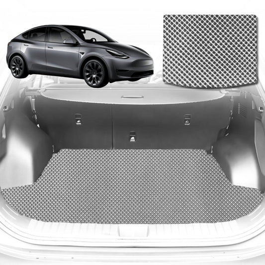 6D Diamond Car Boot Mat for Tesla Model Y 2022-Current-upper+lower+frunk-Cargo Mat-Grey-Outback GT