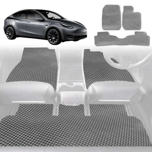 6D Diamond Car Floor Mats for Tesla Model Y 2022-Current-Full Set-Grey-Outback GT
