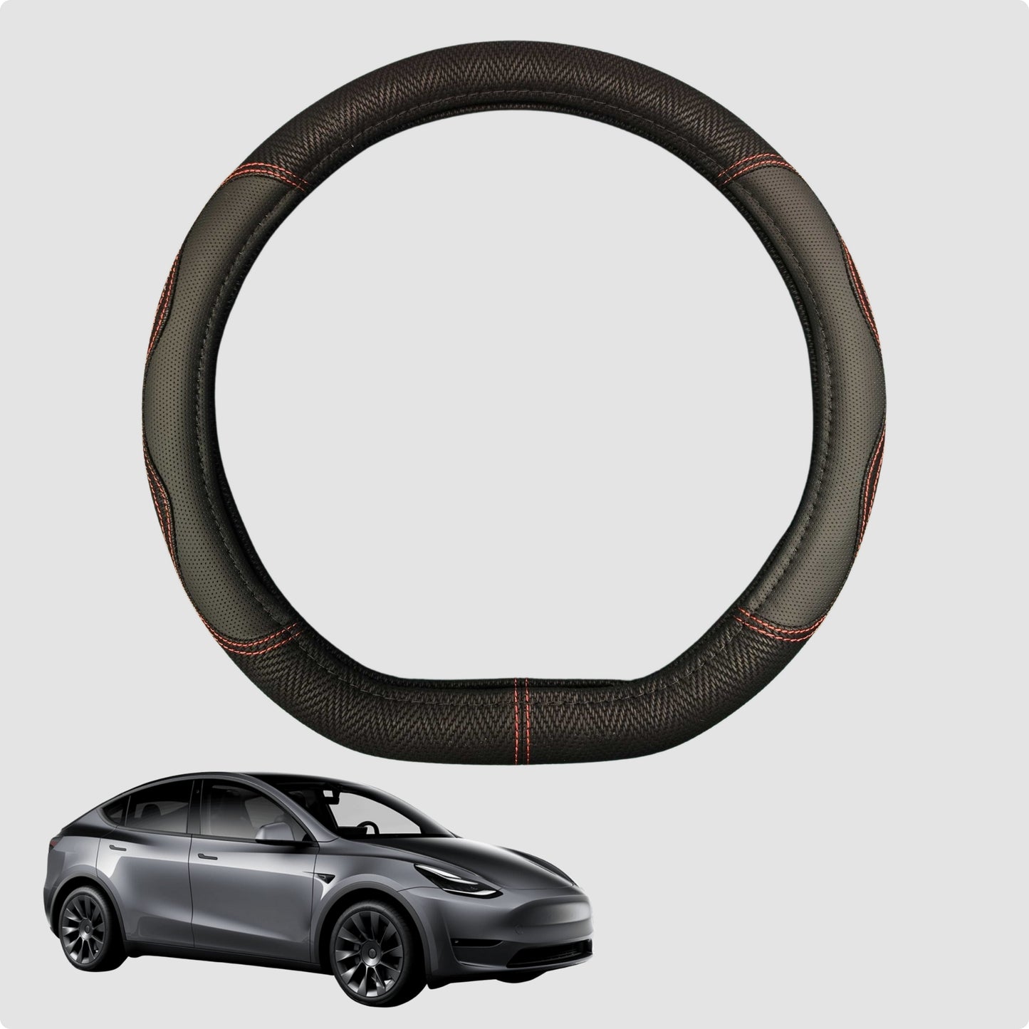 Steering Wheel Cover for Tesla Model Y 2022-Current 38CM Leather | D-Shape
