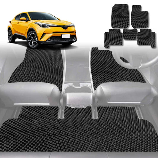 6D Diamond Car Floor Mats for Toyota C-HR 2017-Current-Full Set-Black-Outback GT