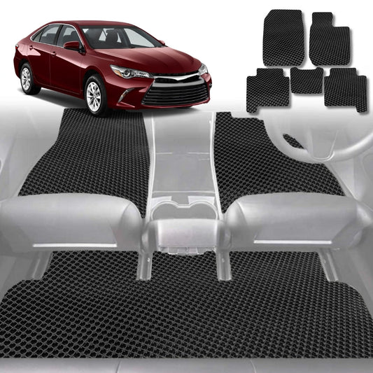 6D Diamond Car Floor Mats for Toyota Camry 2012-2017-Full Set-Black-Outback GT