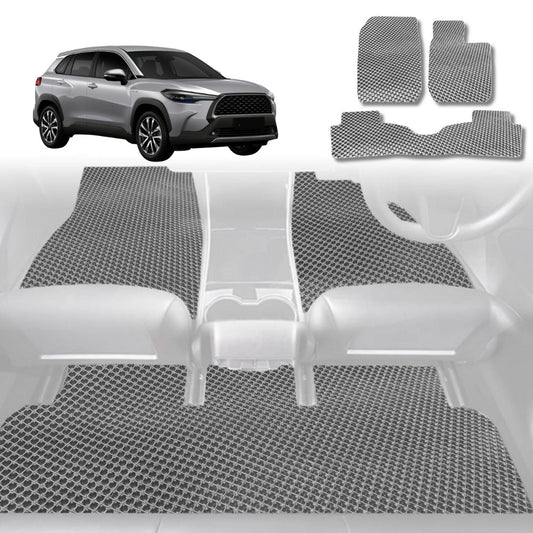 6D Diamond Car Floor Mats for Toyota Corolla Cross 2020-Current-Full Set-Grey-Outback GT