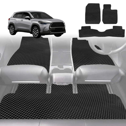 6D Diamond Car Floor Mats for Toyota Corolla Cross 2020-Current-Full Set-Black-Outback GT