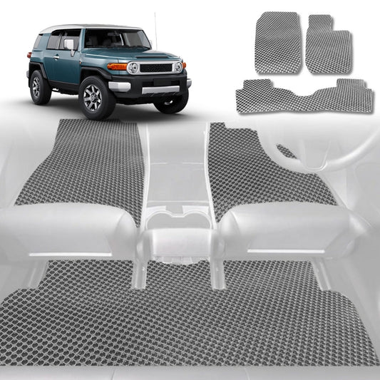 6D Diamond Car Floor Mats for Toyota FJ Cruiser 2010-2017-Full Set-Grey-Outback GT
