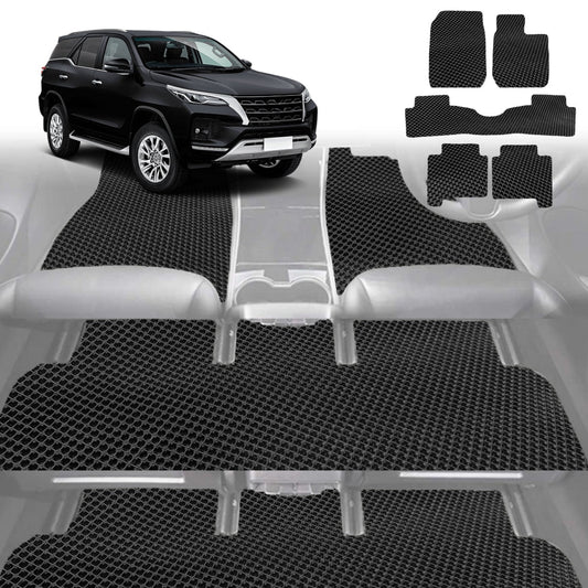 6D Diamond Car Floor Mats for Toyota Fortuner 2015-Current-Ultimate Set-Black-Outback GT