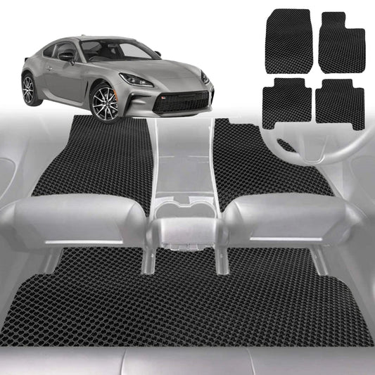6D Diamond Car Floor Mats for Toyota GR86 2022-Current-Full Set-Black-Outback GT