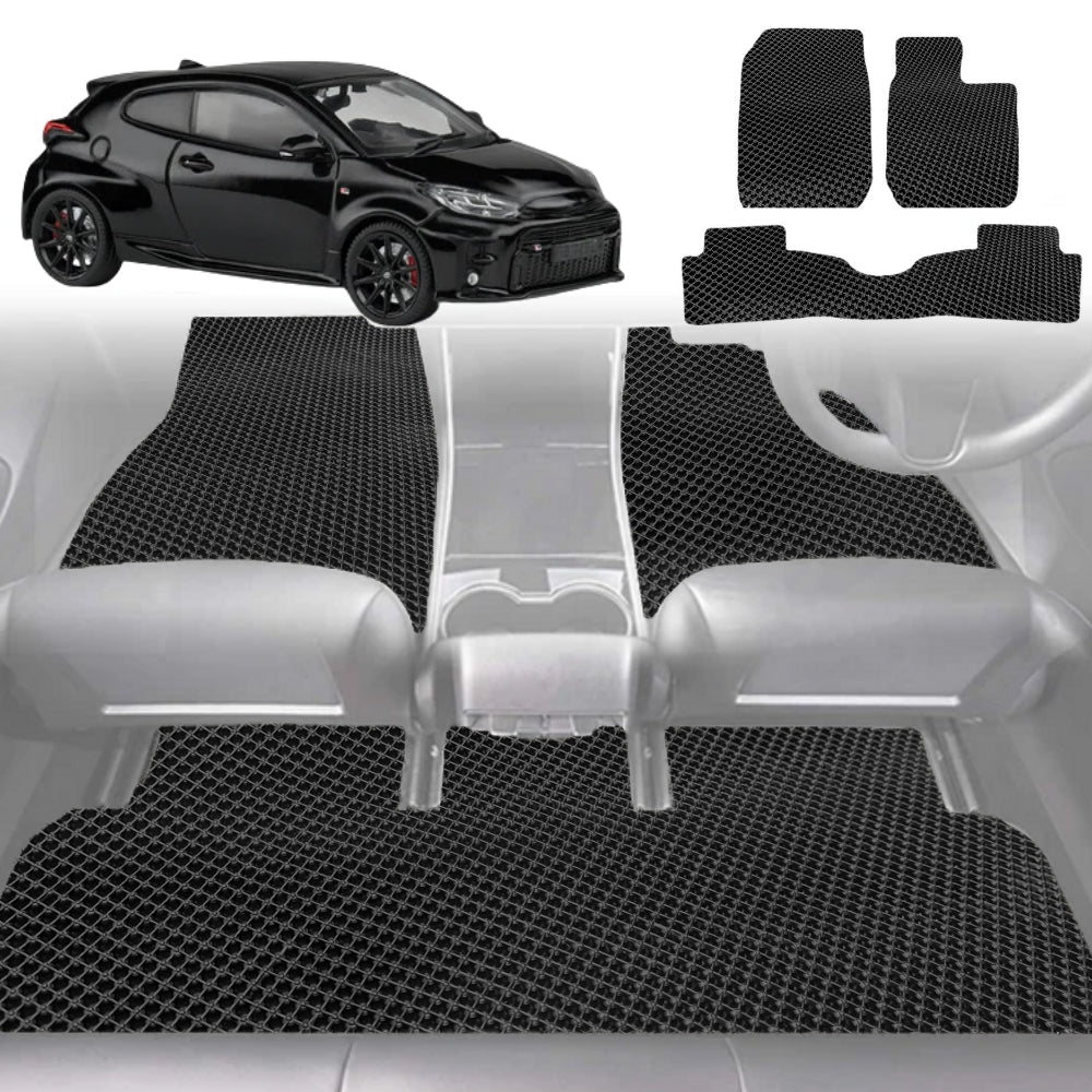 6D Diamond Car Floor Mats for Toyota GR Yaris 2021-Current-Full Set-Black-Outback GT