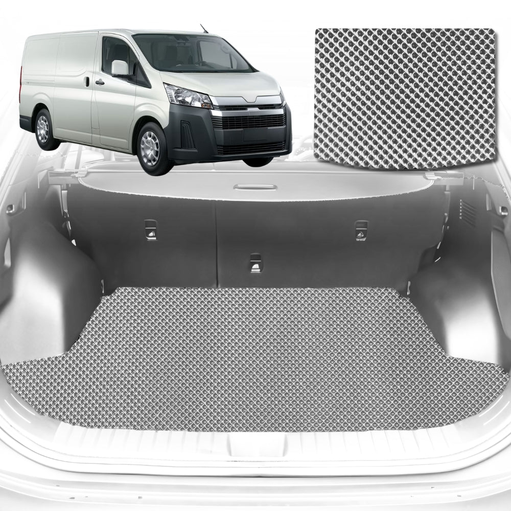 6D Diamond Car Boot Mat for Toyota Hiace Van (LWB)2019-Current-Cargo Mat-Grey-Outback GT