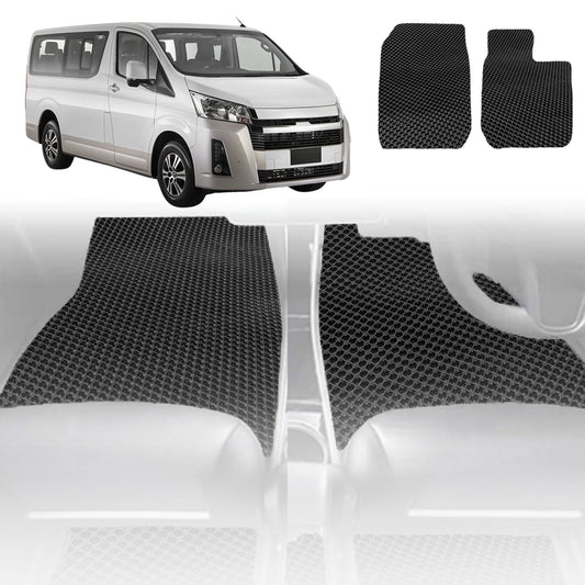 6D Diamond Car Floor Mats for Toyota Hiace Van 2005-2019-Front Set-Black-Outback GT