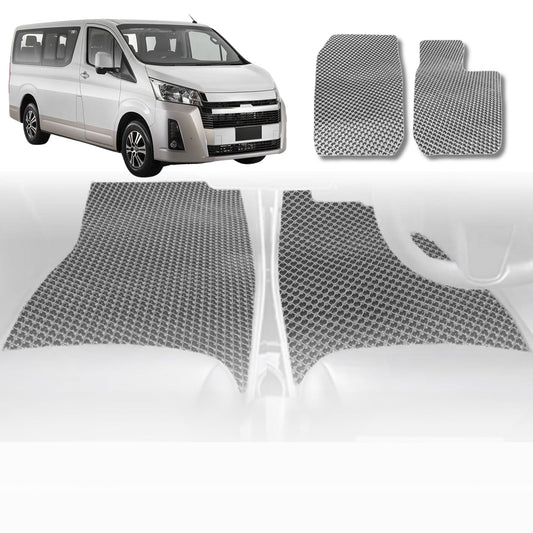 6D Diamond Car Floor Mats for Toyota Hiace Van 2019-Current-Front Set-Grey-Outback GT