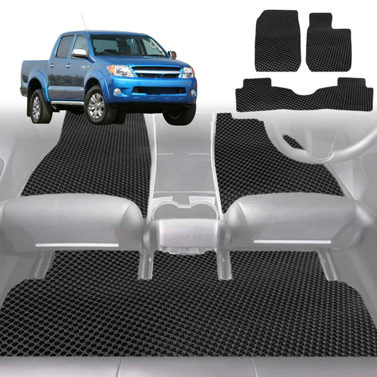 6D Diamond Car Floor Mats for Toyota Hilux Single Cab 2005-2015-Front Set-Black-Outback GT
