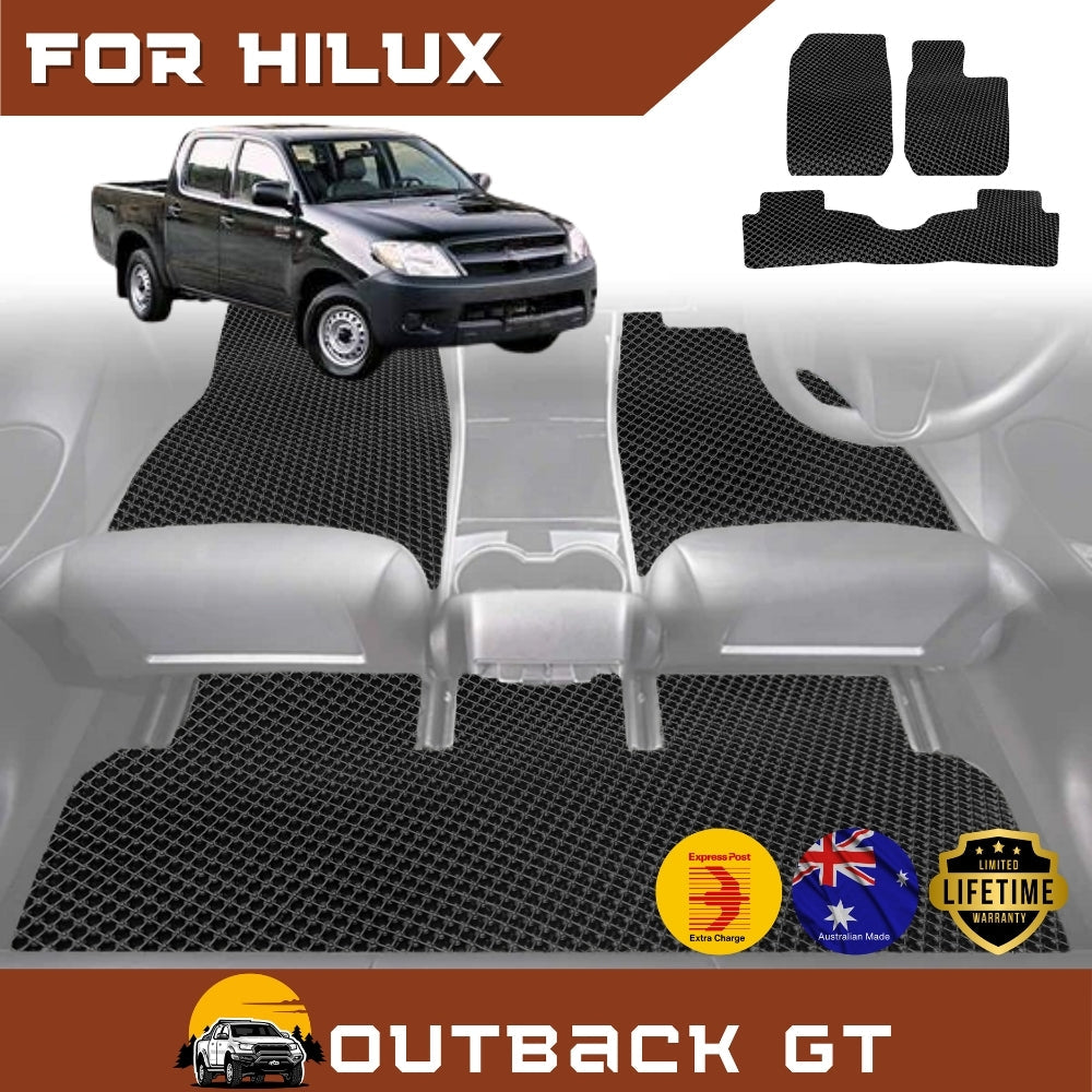 6D Diamond Car Floor Mats for Toyota Hilux Double Cab 1997-2005 Full Set | Heavy Duty Carpet Liner