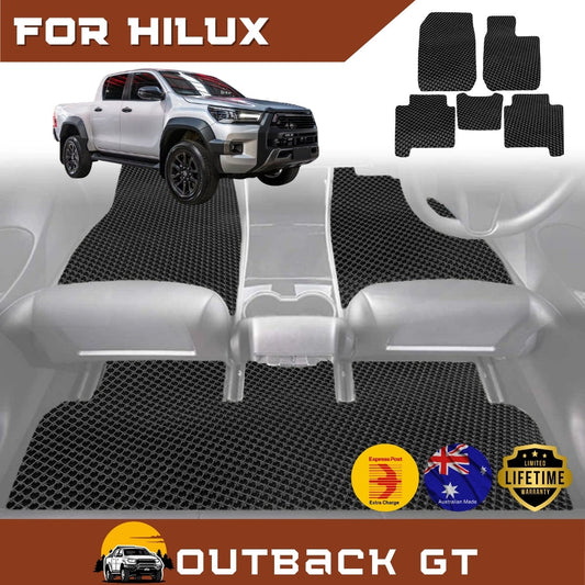 6D Diamond Car Floor Mats for Toyota Hilux Extra Cab 2015-Current Full Set | Heavy Duty Carpet Liner