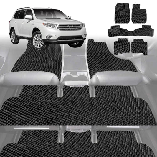 6D Diamond Car Floor Mats for Toyota Kluger 2007-2013-Ultimate Set-Black-Outback GT