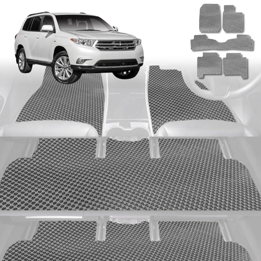 6D Diamond Car Floor Mats for Toyota Kluger 2007-2013-Ultimate Set-Grey-Outback GT