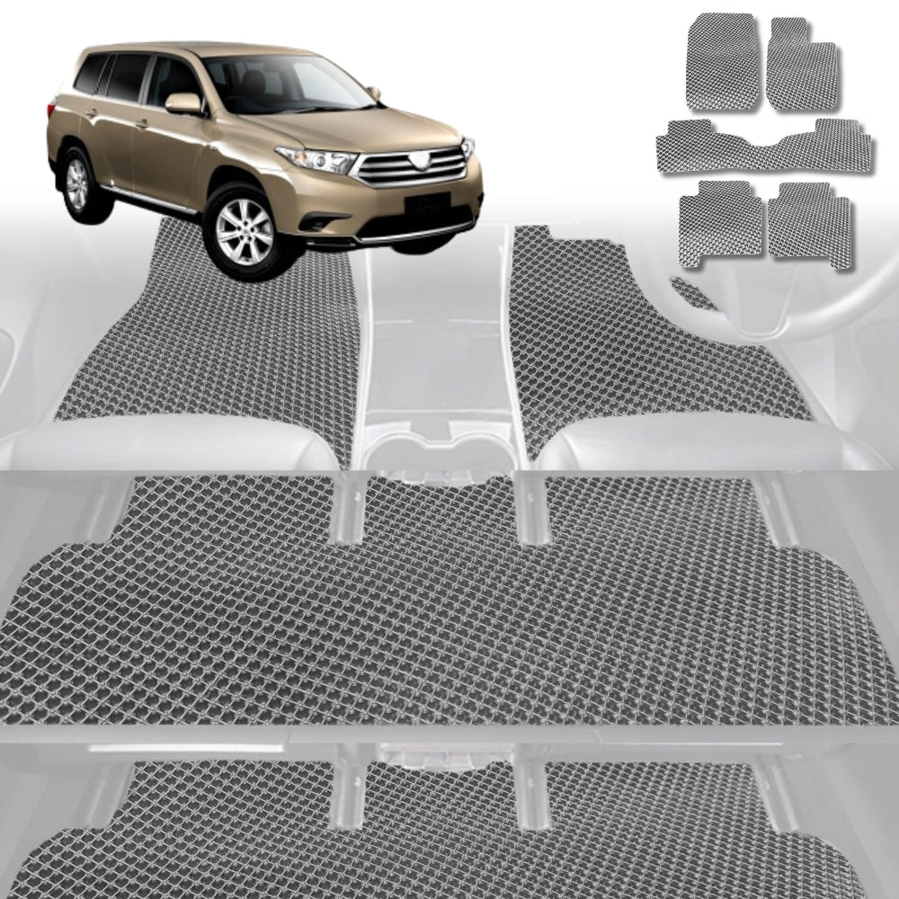 6D Diamond Car Floor Mats for Toyota Kluger 2014-2020-Ultimate Set-Grey-Outback GT