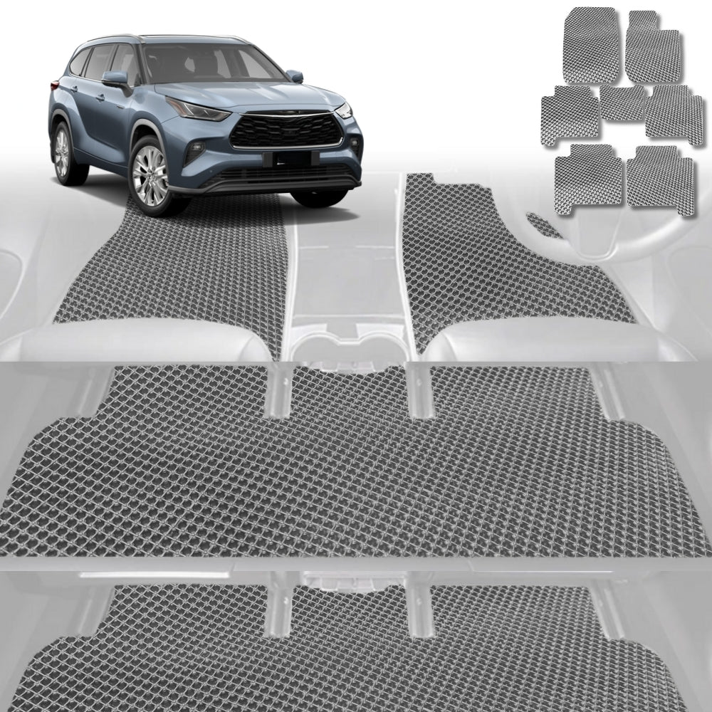 6D Diamond Car Floor Mats for Toyota Kluger 2021-Current-Ultimate Set-Grey-Outback GT