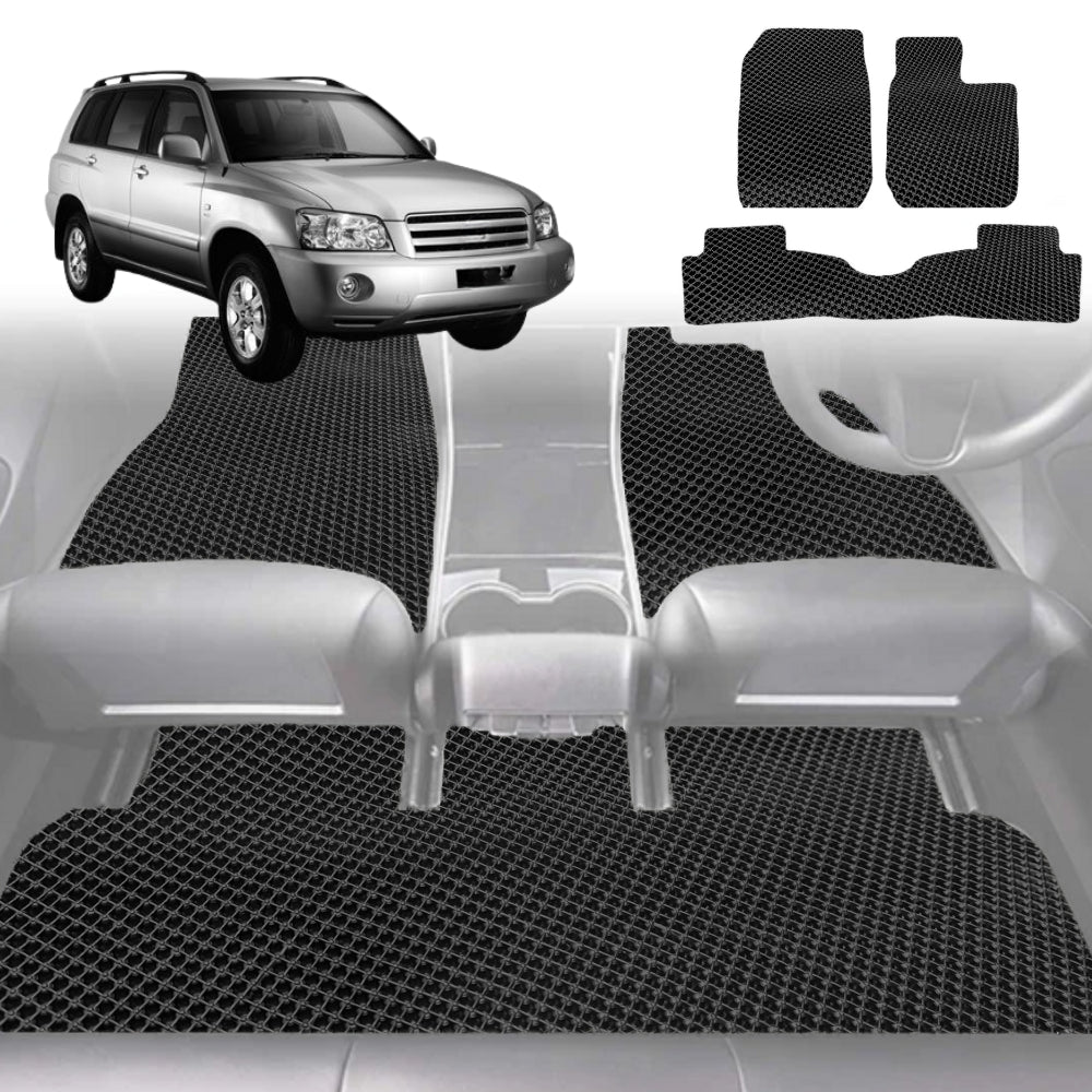 6D Diamond Car Floor Mats for Toyota Kluger (XU20)2001-2007-Full Set-Black-Outback GT