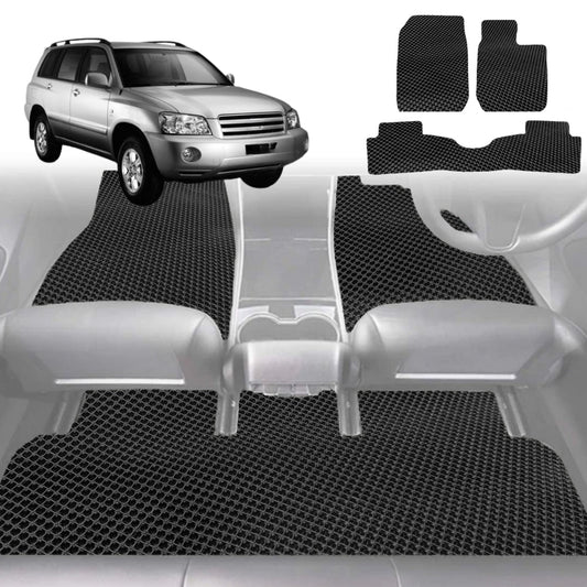 6D Diamond Car Floor Mats for Toyota Kluger (XU20)2001-2007-Full Set-Black-Outback GT