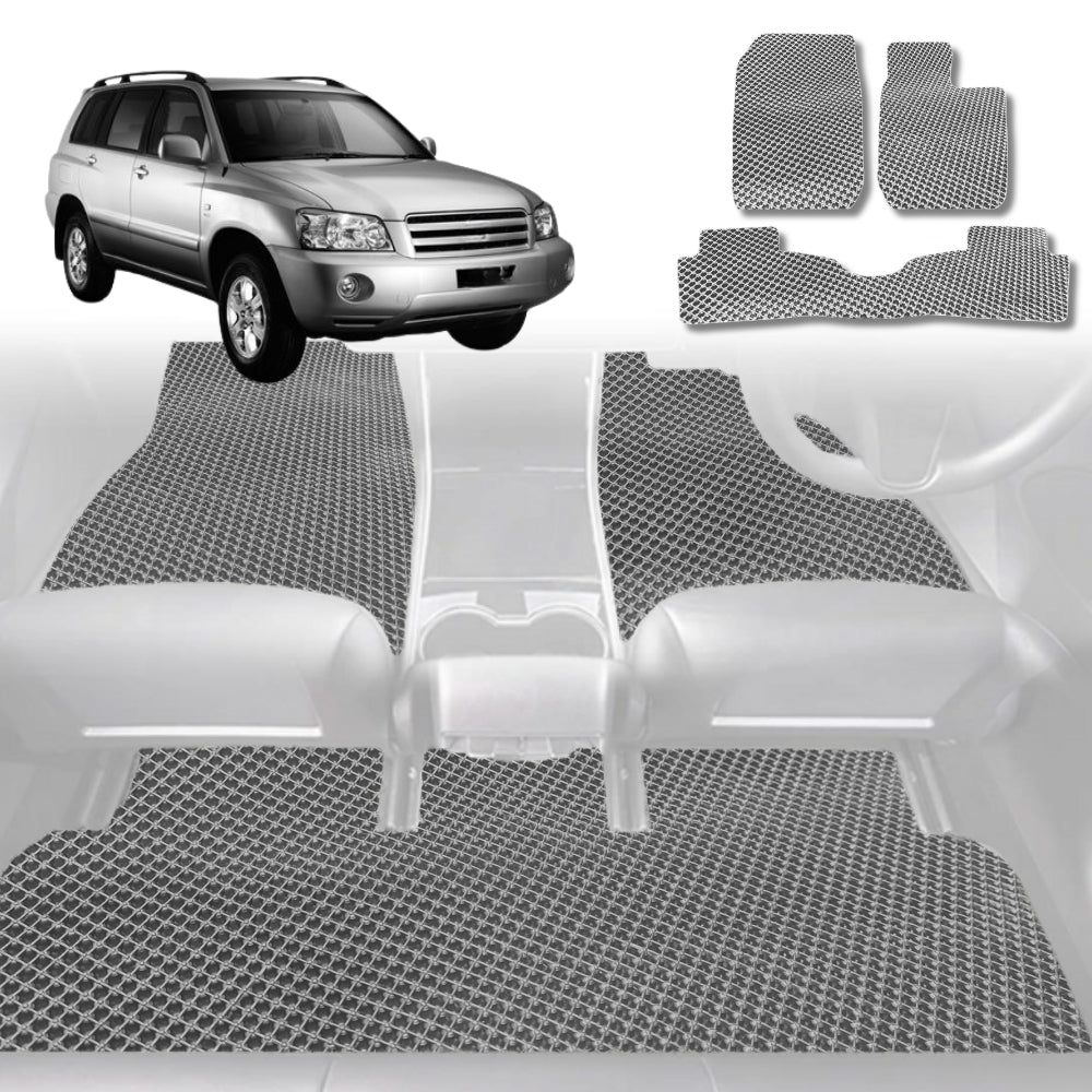6D Diamond Car Floor Mats for Toyota Kluger (XU20)2001-2007-Full Set-Grey-Outback GT
