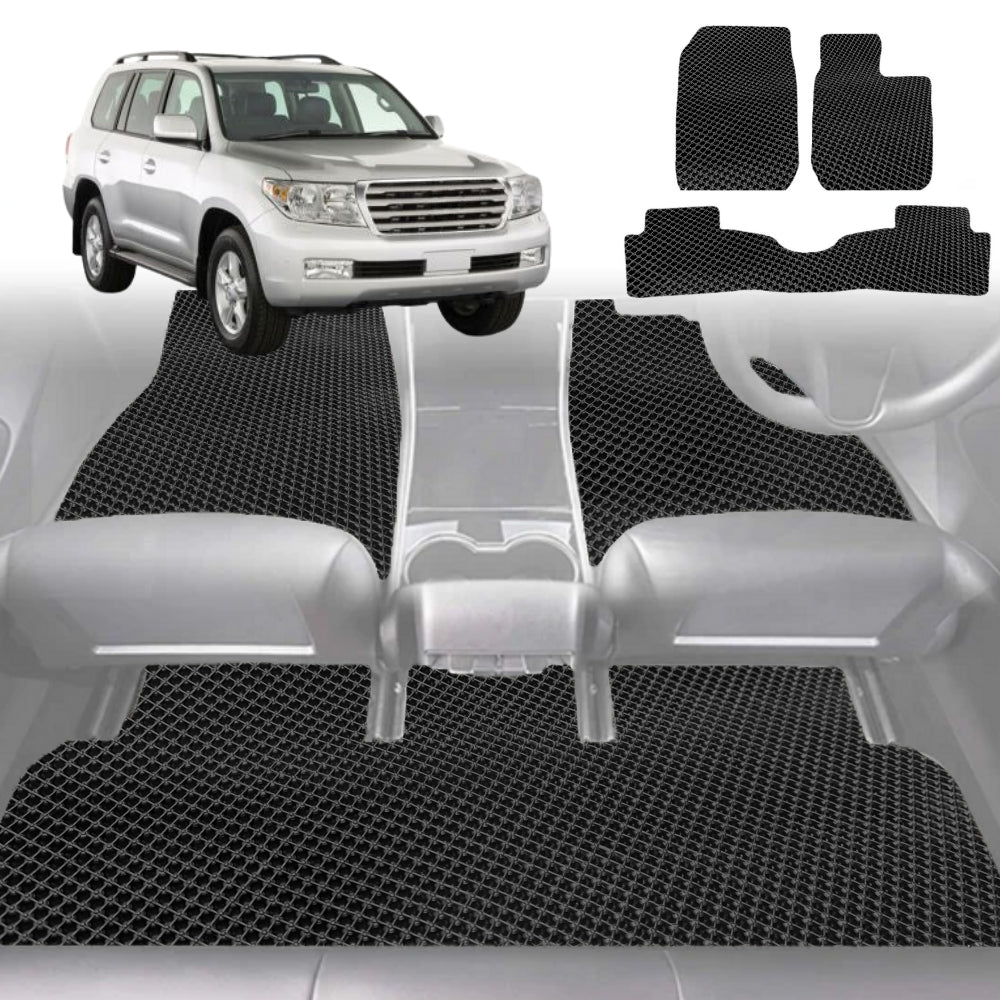 6D Diamond Car Floor Mats for Toyota LandCruiser 100 1998-2007-Full Set-Black-Outback GT