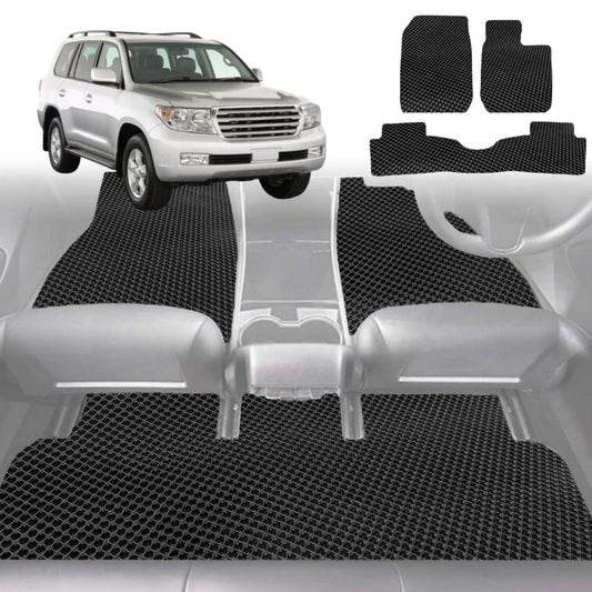 6D Diamond Car Floor Mats for Toyota LandCruiser 100 1998-2007-Full Set-Black-Outback GT