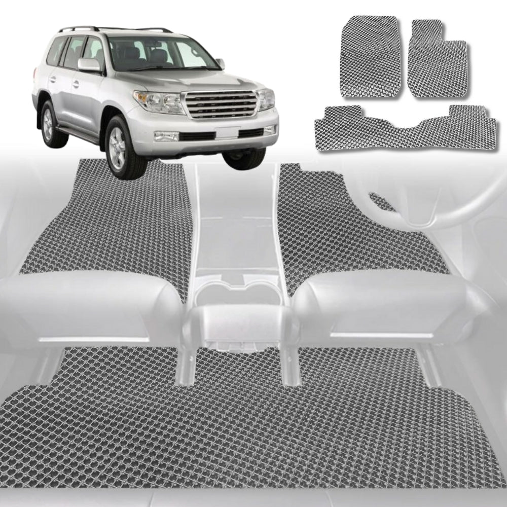 6D Diamond Car Floor Mats for Toyota LandCruiser 100 1998-2007-Full Set-Grey-Outback GT