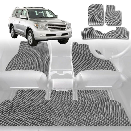 6D Diamond Car Floor Mats for Toyota LandCruiser 100 1998-2007-Full Set-Grey-Outback GT