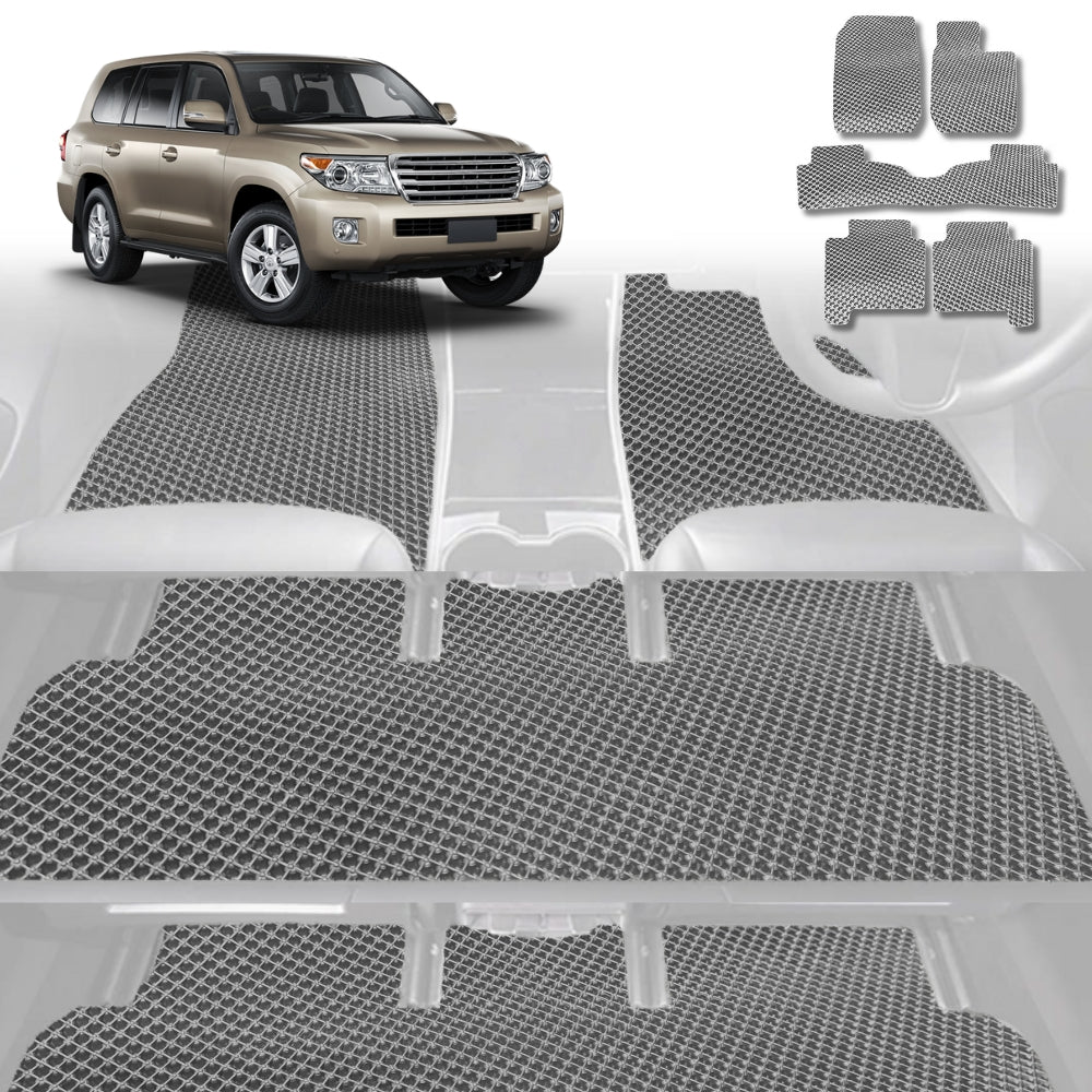 6D Diamond Car Floor Mats for Toyota LandCruiser 200 2012-2021 Sahara-Ultimate Set-Grey-Outback GT