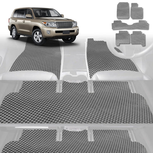 6D Diamond Car Floor Mats for Toyota LandCruiser 200 2012-2021 Sahara-Ultimate Set-Grey-Outback GT