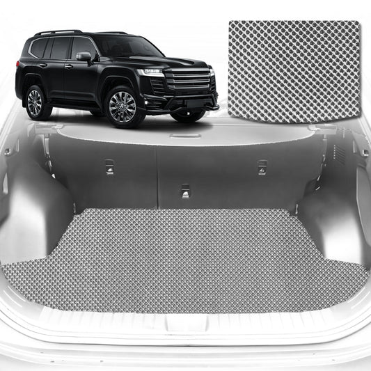 6D Diamond Car Boot Mat for Toyota LandCruiser 200 (Sahara)2012-2021-Cargo Mat-Grey-Outback GT