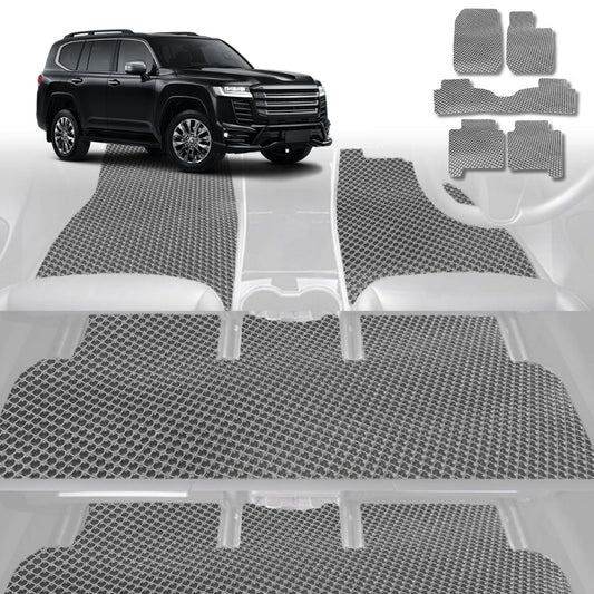 6D Diamond Car Floor Mats for Toyota LandCruiser 200 2012-2021 GX GXL-Ultimate Set-Grey-Outback GT