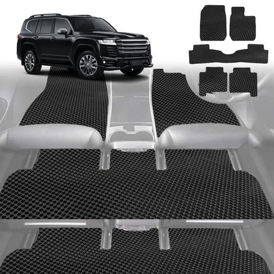 6D Diamond Car Floor Mats for Toyota LandCruiser 200 2012-2021 GX GXL-Ultimate Set-Black-Outback GT