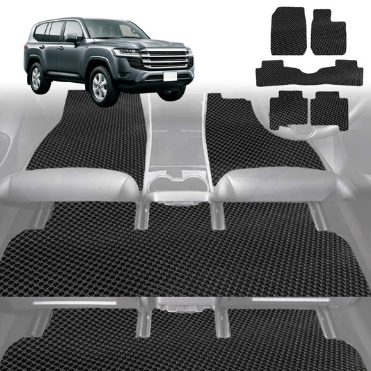 6D Diamond Car Floor Mats for Toyota LandCruiser 300 2021-Current-Ultimate Set-Black-Outback GT