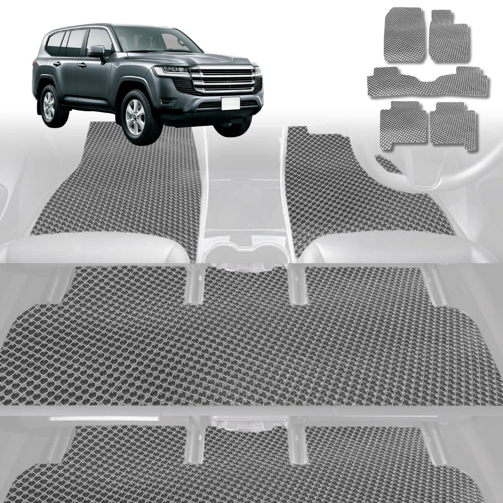 6D Diamond Car Floor Mats for Toyota LandCruiser 300 2021-Current-Ultimate Set-Grey-Outback GT