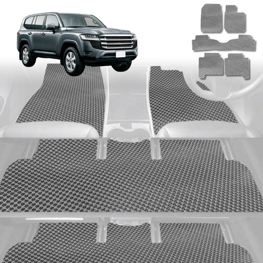 6D Diamond Car Floor Mats for Toyota LandCruiser 300 2021-Current-Ultimate Set-Grey-Outback GT