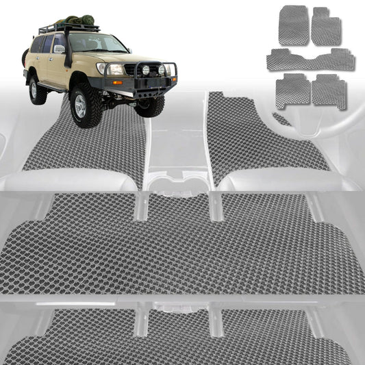 6D Diamond Car Floor Mats for Toyota LandCruiser 80 1990-1998-Ultimate Set-Grey-Outback GT