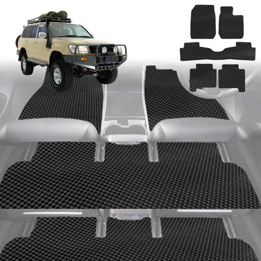 6D Diamond Car Floor Mats for Toyota LandCruiser 80 1990-1998-Ultimate Set-Black-Outback GT