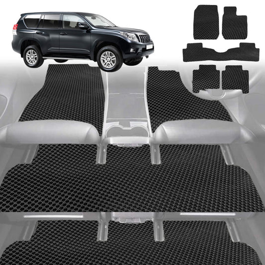 6D Diamond Car Floor Mats for Toyota Prado 2009-2013-Ultimate Set-Black-Outback GT