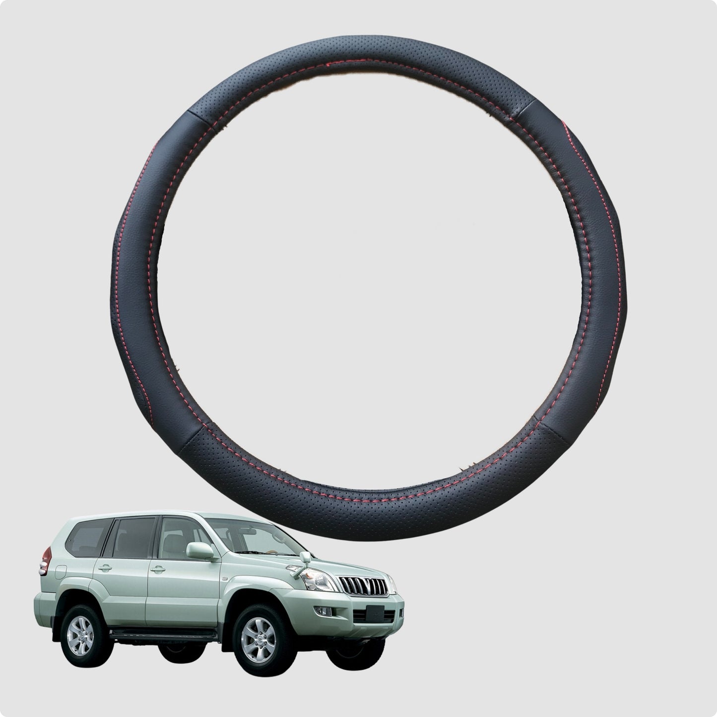 Steering Wheel Cover for Toyota Prado 2002-2009 38CM Leather | Circle