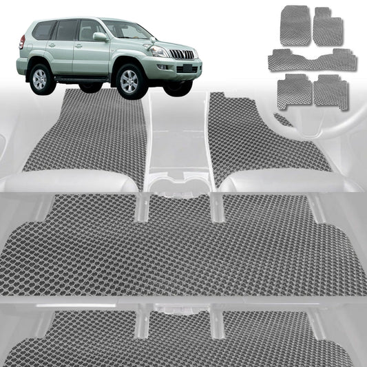 6D Diamond Car Floor Mats for Toyota Prado 2002-2009-Ultimate Set-Grey-Outback GT
