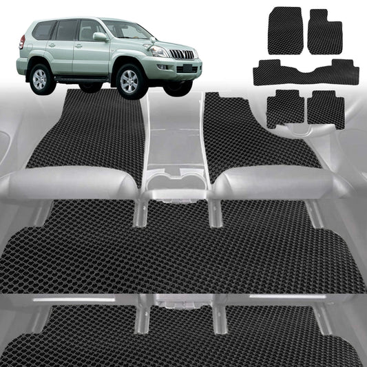 6D Diamond Car Floor Mats for Toyota Prado 2002-2009-Ultimate Set-Black-Outback GT