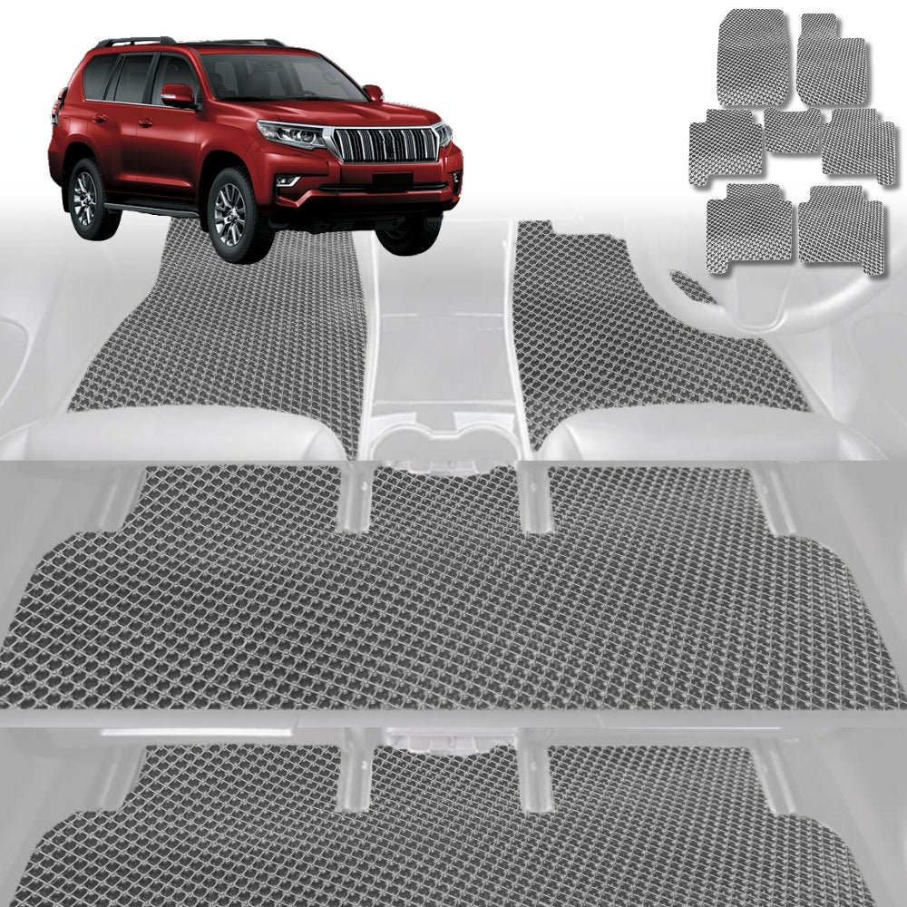 6D Diamond Car Floor Mats for Toyota Prado 2013-Current-Ultimate Set-Grey-Outback GT
