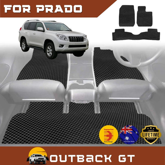 6D Diamond Car Floor Mats for Toyota Prado (J150)2009-2013 Full Set | Heavy Duty Carpet Liner
