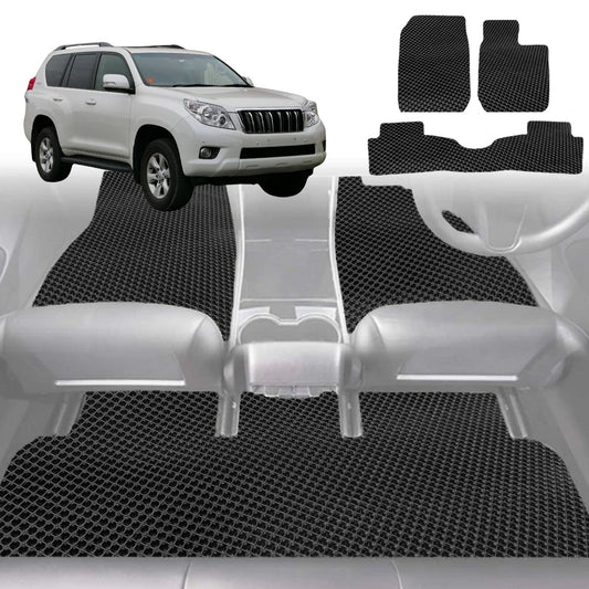 6D Diamond Car Floor Mats for Toyota Prado (J150)2009-2013-Full Set-Black-Outback GT